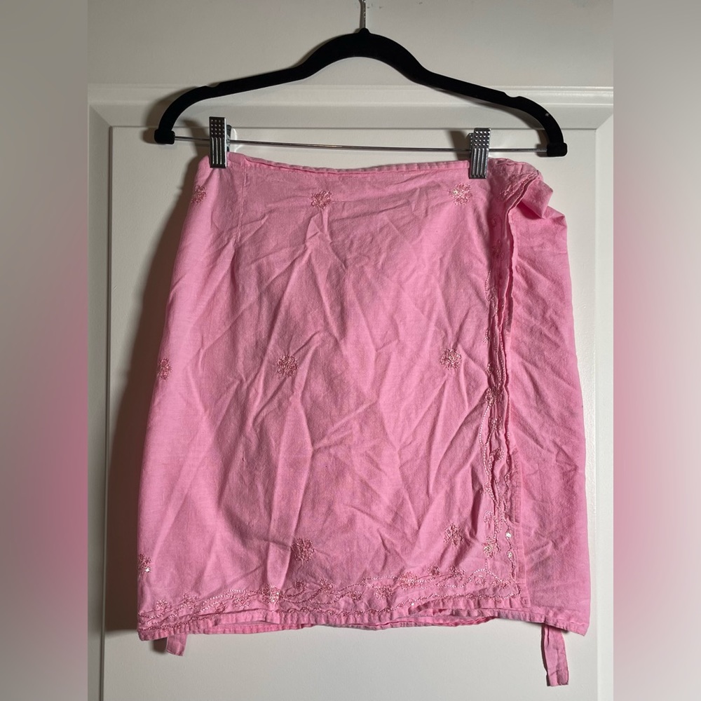 Freedom Pastel Pink Embroidered Fairy Wrap Skirt - Picture 2 of 12